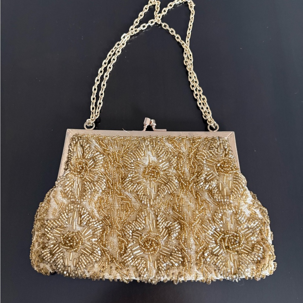 Gold Beaded Evening Clutch